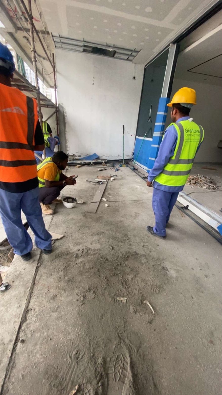 Gionova site team coordinating interior fit-out works in Dubai