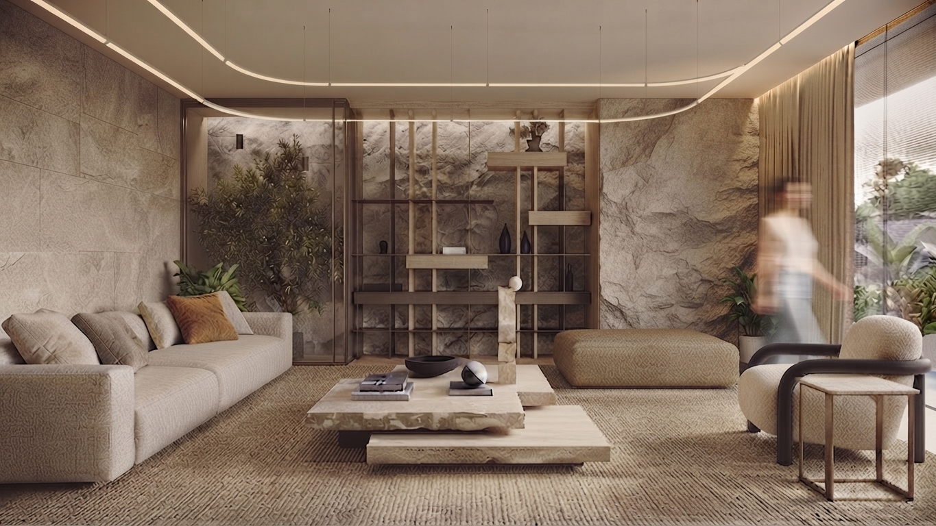 Luna residential living room interior design in Dubai by Gionova